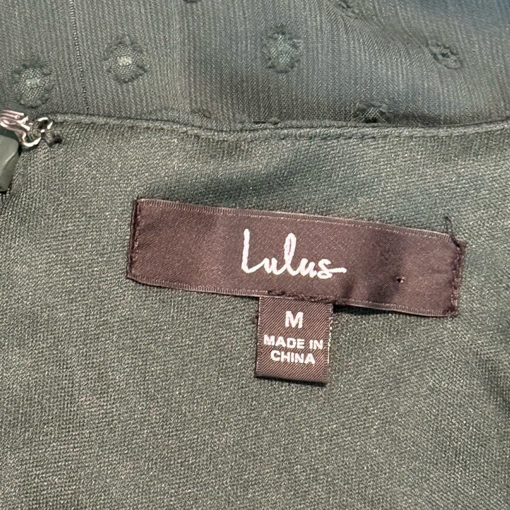 Lulu's Have Harmony Dress Sz M Green Swiss Dot Asymmetrical Ruffled Midi EUC - Picture 3 of 7